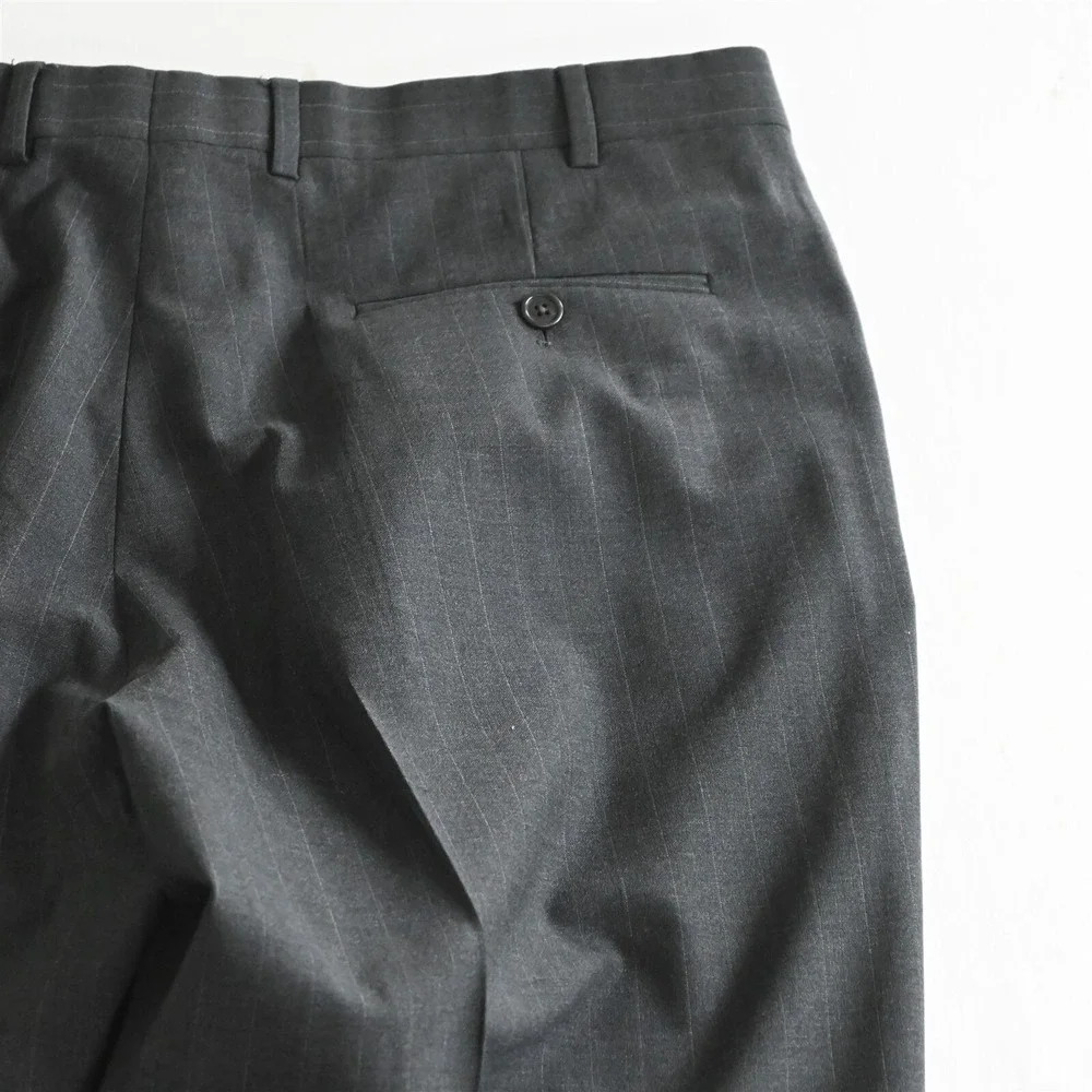 Brooks Brothers 36x29 Gray Striped Flat Front 346 Stretch Wool Mens Dress‎ Pants